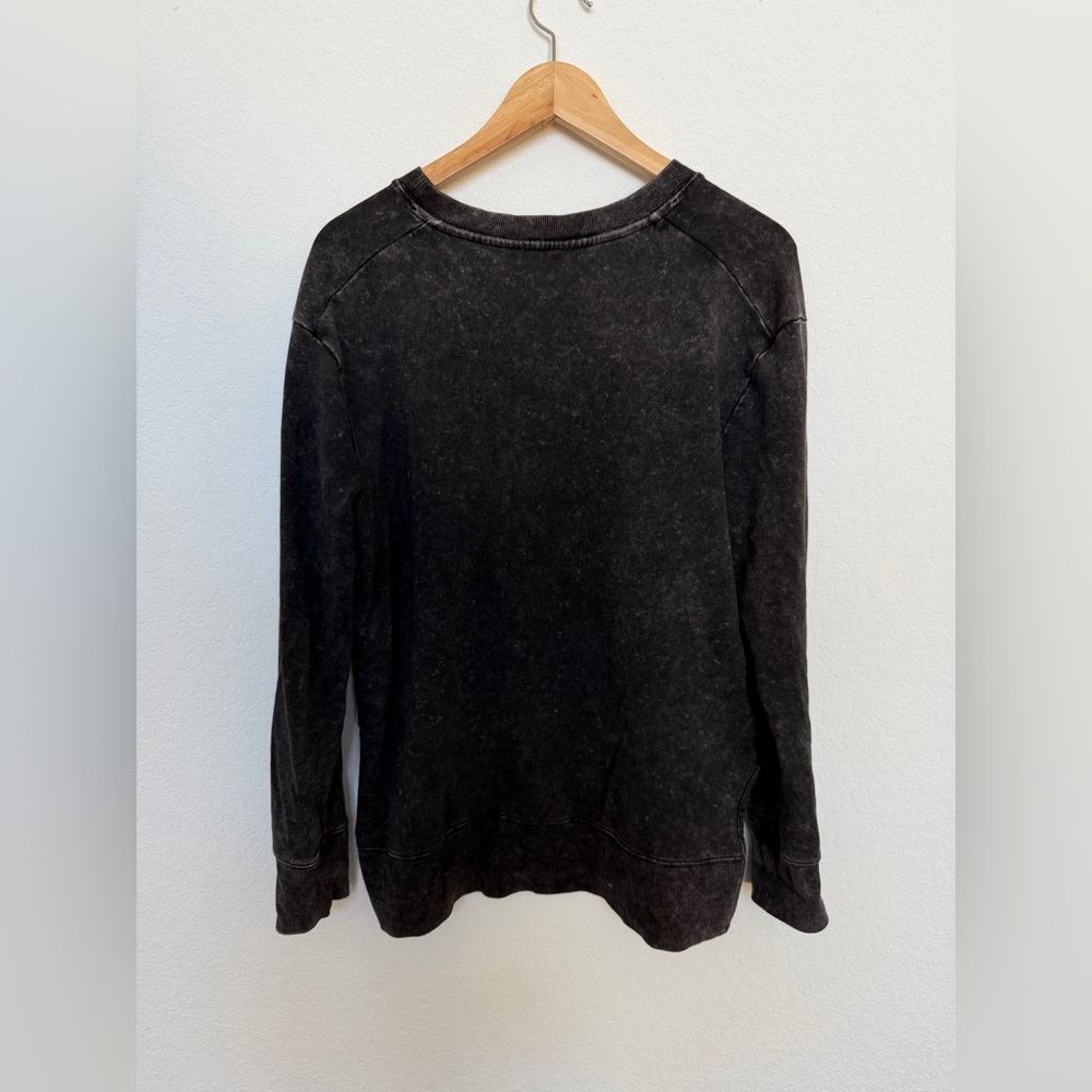 Anthropologie Daily Ritual black acid wash sweatshirt with side detail Size L - Picture 2 of 5